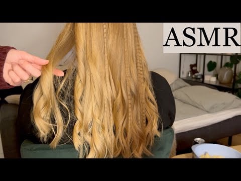 ASMR | HAIRSTYLE IDEA 🤎  Loose curls with small crimped pieces ✨ (hair play, no talking)