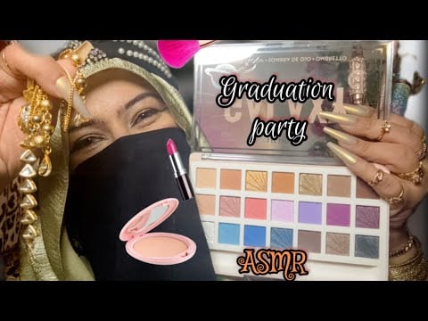 ASMR-🤑Crazy rich aunt do 💄graduation day makeup (fake arabic accent) #asmr