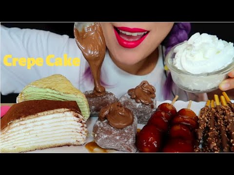 ASMR CHOCO, GREEN TEA CREPE CAKE, DANGO🍡,CHOCO MOCHI,  CURIE.ASMR