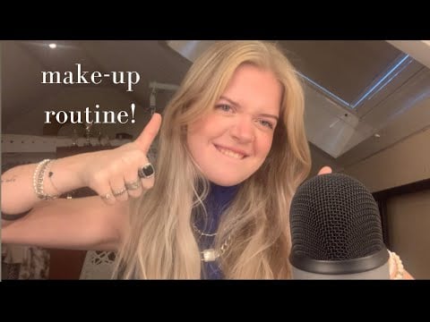 asmr | my make-up routine, mouth sounds, tapping!
