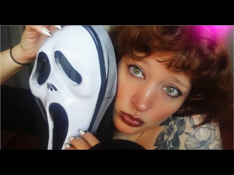 ASMR inaudible whispers and tapping on spooky halloween decor (retro vibe, 80's, ramble)