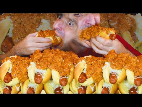 SPAGHETTI SAUCE CHEESE HOT DOGS FEAST * MESSY NO TALKING ASMR * | NOMNOMSAMMIEBOY