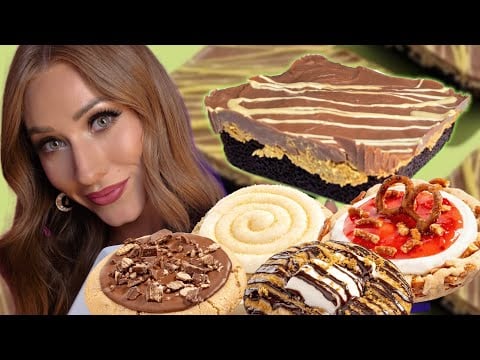 ASMR | *NEW* Crumbl DUBAI CHOCOLATE BROWNIE, Strawberry Pretzel Pie, S'mores, Golden Oreo & Kit Kat!