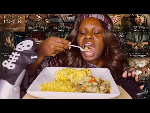 RINGS OF POWER STEW POTATOES CORN QUINA ASMR EATING SOUNDS