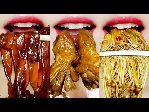 ASMR Korean Braised Chicken & Glass Noodles 🍗🥢 MUKBANG 당면 가득 단짠단짠 간장찜닭 이모지 먹방 Eating Sounds