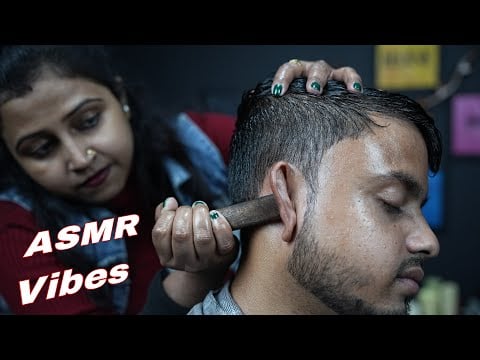 Indian Lady ASMR Artist Doing Oily Head And Ear Massage | Wooden Tool Massage | Head Scratching ASMR