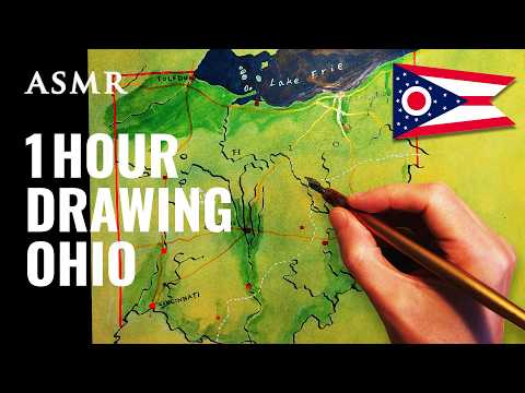 ASMR 1 Hour Drawing Map of Ohio | Soft Spoken