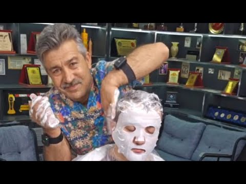 ASMR RELAXING SKIN CARE AND BRAVE TRIMMING , HEAD MASSAGE IN LIVE STREAM