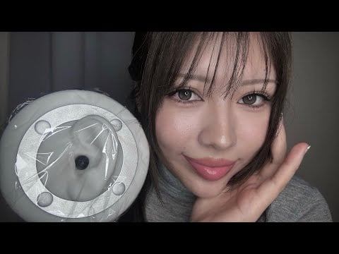 【ASMR】ラップ越しに触れる耳👂ペタペタ音+もこもこ泡🫧