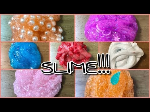 [ASMR] (No Talking) Playing with 7 Slimes, 슬라임 7개 가지고 놀기