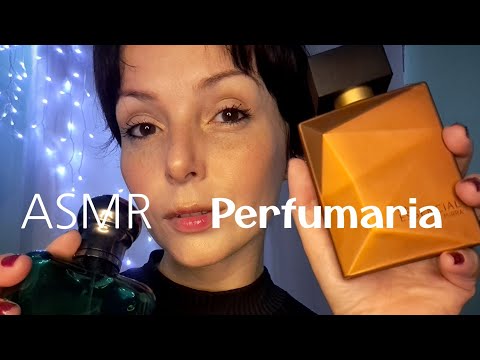 ASMR VENDEDORA DE PERFUMES, relaxe com sons de vidros, sprays e durma cheiroso.😴 #asmrperfumes