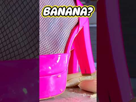 Pea vs. Army of Bananas! High Heels Crushing Food! Oddly Satisfying! ASMR