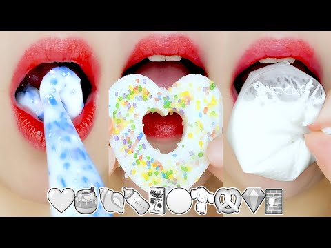 ASMR White Emoji Food Eating Sounds 흰색 이모지 먹방 MUKBANG