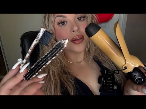 ASMR Hair Styling: 2 Pigtails & Laying Ur Baby Hairs 👧 Curler, Combing, Parting🪮🎀