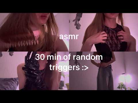 LOFI ASMR | 30 min of random triggers | lace top & jean scratching | visual triggers | whispering