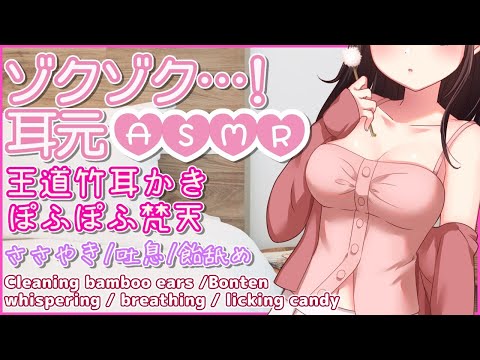 🔴【ASMR/耳かき/binaural】ゾクゾク…！王道竹耳かきと梵天で癒しの時間を。飴をなめる音・囁き・吐息も。【３dio/睡眠導入/relax】