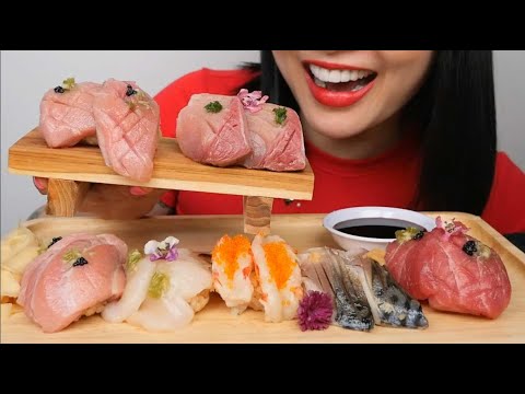 SUSHI NIGIRI *BIG BITE (ASMR EATING SOUNDS) LIGHT WHISPERS | SAS-ASMR