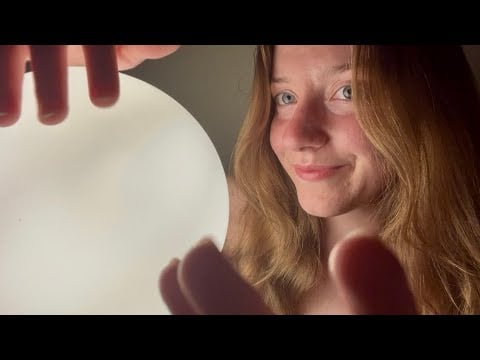 asmr soft spoken positive affirmations, hand movements, & tapping on a big light 💡💗