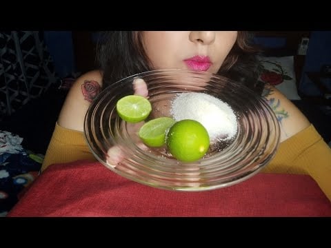 ASMR te explico lo que pasó con el audio mientras como limón 🍋 con azúcar