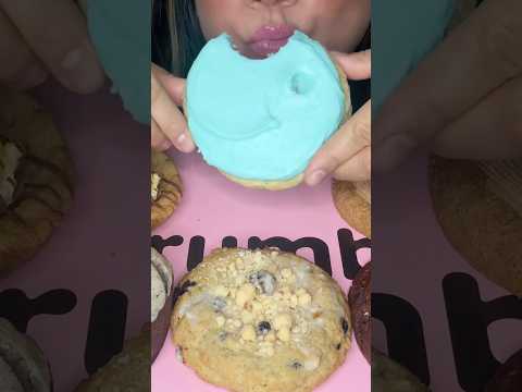 Trying Crumbl Cookies #asmr #crumblcookies #food #shorts