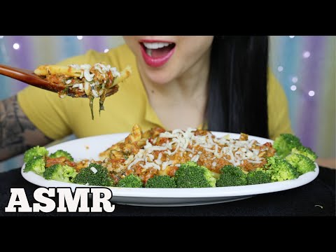 ASMR CHICKEN SUN DRIED TOMATO PENNE PASTA + BROCCOLI + CHEESE (EATING SOUNDS) NO TALKING | SAS-ASMR