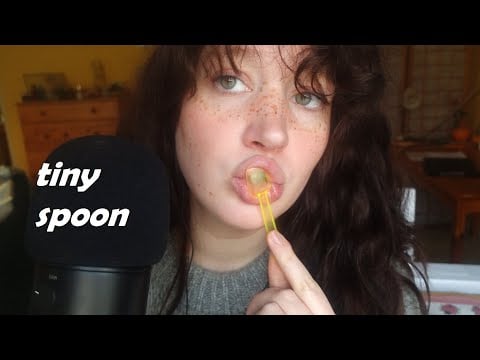 tiny spoon makes BIG mouth sounds ASMR (tongue, teeth and mouth sounds)