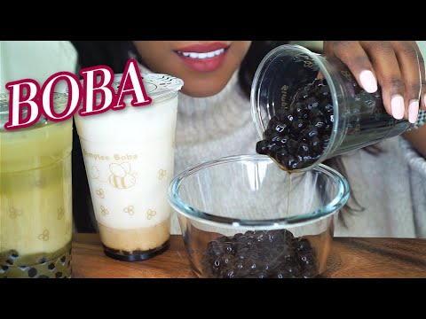 ASMR BOBA MILK TEA | Chewy and Gulping Sounds *No Talking Eating Sounds Mukbang | Vegan ASMR