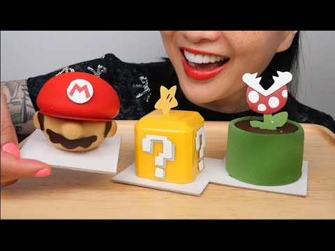 MOUSSE CAKE (SUPER MARIO) ASMR EATING SOUNDS | LIGHT WHISPERS | SAS-ASMR