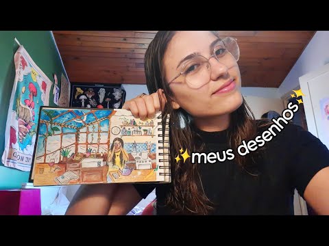 ASMR MOSTRANDO MEUS DESENHOS ✏️💖