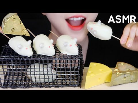 ASMR EDIBLE MOUSETRAP, CHEESE CAKE, MARSHMALLOW FLUFF, FROZEN CHOCOLATE MUKBANG NO TALKING