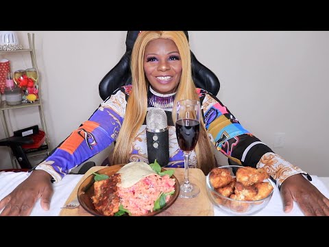 Eat Delicious Salmon Pasta Salad ASMR Eating Sounds