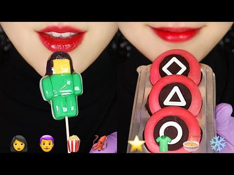 SQUID GAME FOOD ASMR DALGONA ASMR TANGHULU EATING SOUND ASMR 🦑