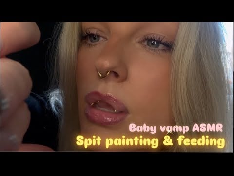 ASMR- Spit painting & feed on by baby vampire 🧛‍♀️ WITH success subliminal! #spitpainting