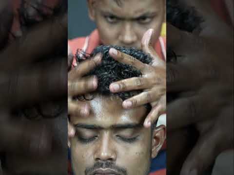 Little Barber Boy Doing Scratching Head Massage With Wood Stick For Your Good Sleep ASMR #shorts