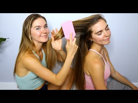 ASMR TWINS Hair Brushing, Soft Singing & Life Update (whispered)