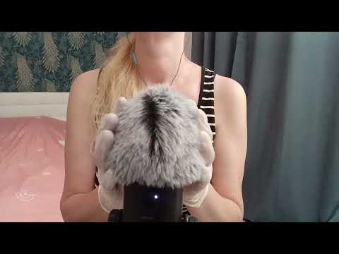 ASMR Pure Tingles:   White Gloves &  Fluffy Mic (No Talking)