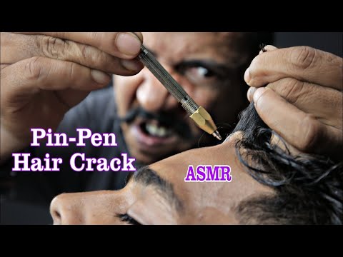 Asim Barber Hair Cracking Head Massage With Pin Pen Therapy | Neck Crack And Spine Crack ASMR