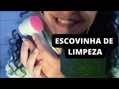 ASMR COM ESCOVINHA DE LIMPEZA/ Em camadas/ na tela e no microfone