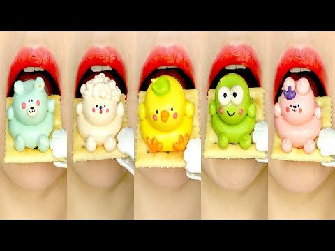 Asmr Emoji Food Animal MERINGUE COOKIES 동물 머랭 쿠키 먹방 Eating Sounds