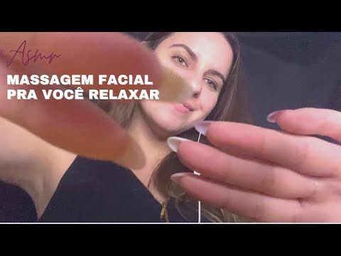 ASMR - MASSAGEM FACIAL PRA TE RELAXAR (som de chuva real) 🌧