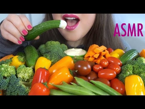 HEALTHY EATING ASMR Raw Veggie Platter - EXTREMELY Satisfying Crunchy Sounds!