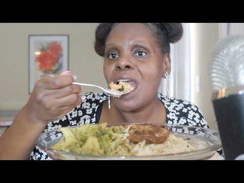 SALMON Broccoli RICE ASMR EATING SOUNDS