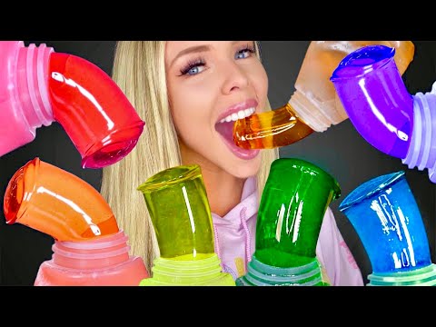 ASMR RAINBOW HONEY JELLY RECIPE, EATING SOUNDS, FROZEN HONEY MUKBANG 먹방 꿀젤리