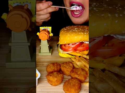 SPONGEBOB MEAL AT BURGER KING #asmr #icecream #burgerking #spongebob #food #eat