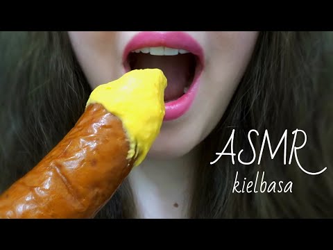 ASMR KIELBASA SAUSAGE with a SPICY CHEESE SAUCE!!! Big Bites | Eating Sounds!