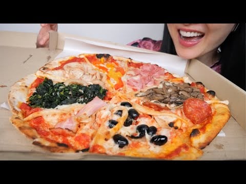 PIZZA (8 SLICE 8 TOPPINGS) ASMR EATING SOUNDS | LIGHT WHISPERS | SAS-ASMR