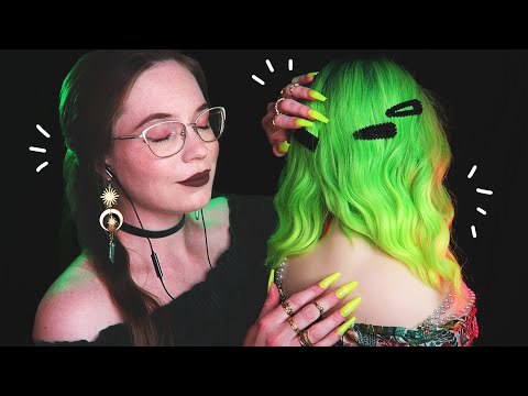 EXTRA LONG NAILS Hair SPA & Shoulder Tapping  ASMR 💚 [w/NO TALKING part]