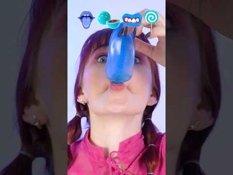 ASMR Blue Emoji Lollipops, Gummy Balls  #mukbang #eatingsounds