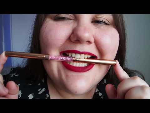 ASMR  Lightly biting a stick with gold tips | Clear trigger sounds