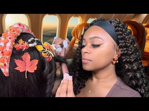 ASMR |🍁The Lady On The Airplane Does Your Autumn/Fall Hair 